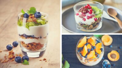 Forma sencilla de yogurts con toppings caseros